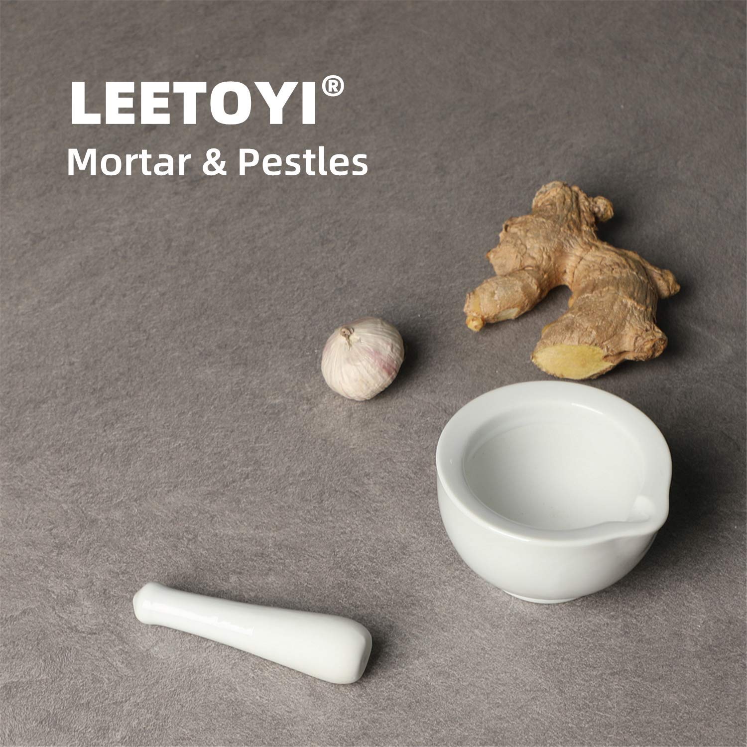 Porcelain Small Mortar and Pestle, Ceramic Herb Grinder Pill Crusher Set, 3.3 inch White