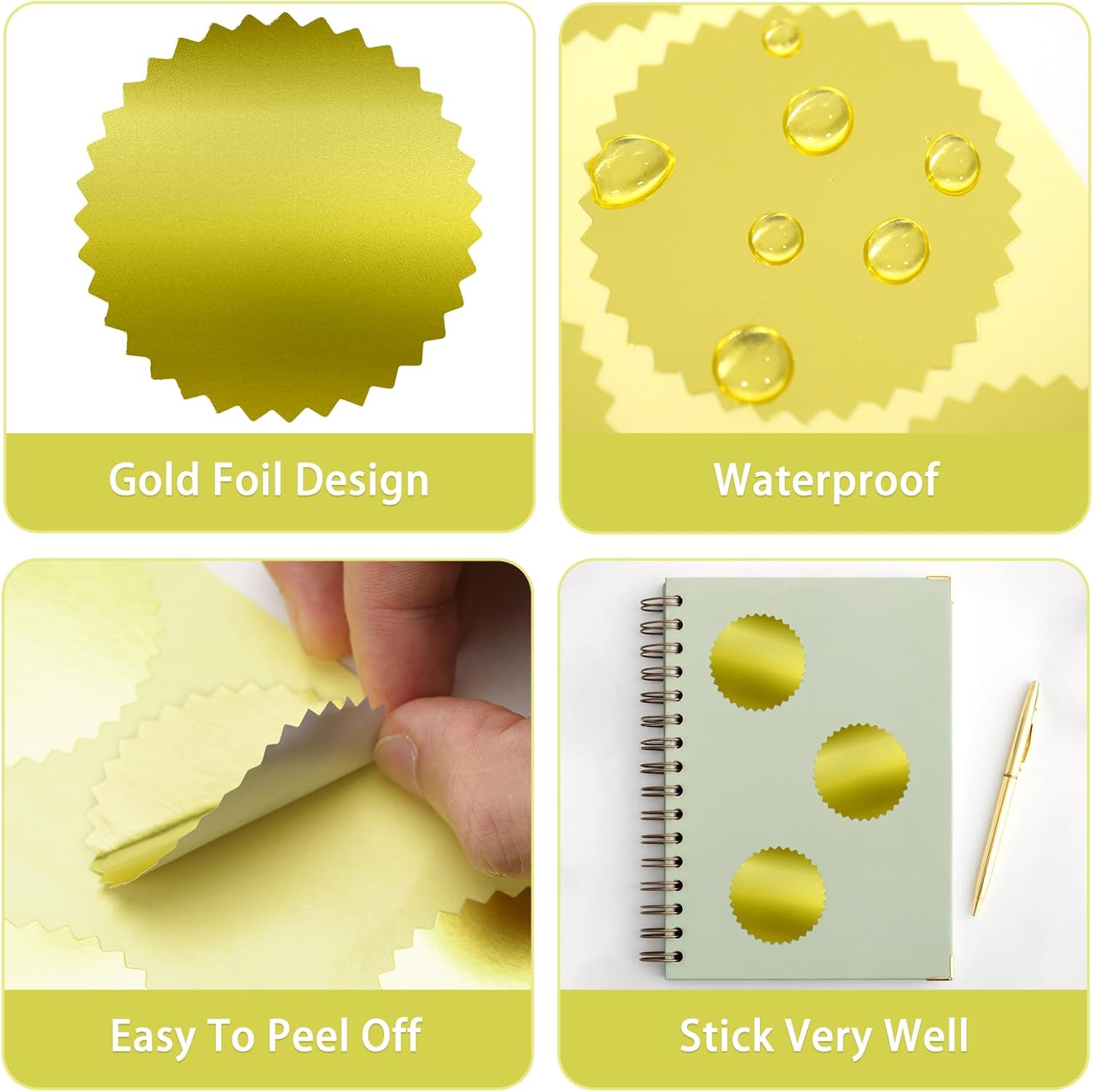 Embossing Stickers,200Pcs 2'' Gold Foil Seals Stickers for Certificates,Self-Adhesive Envelope Seal Label Sticker with Serrated Edge,Blank Embosser Stamp Sticker for Book Invitation Notary Seal