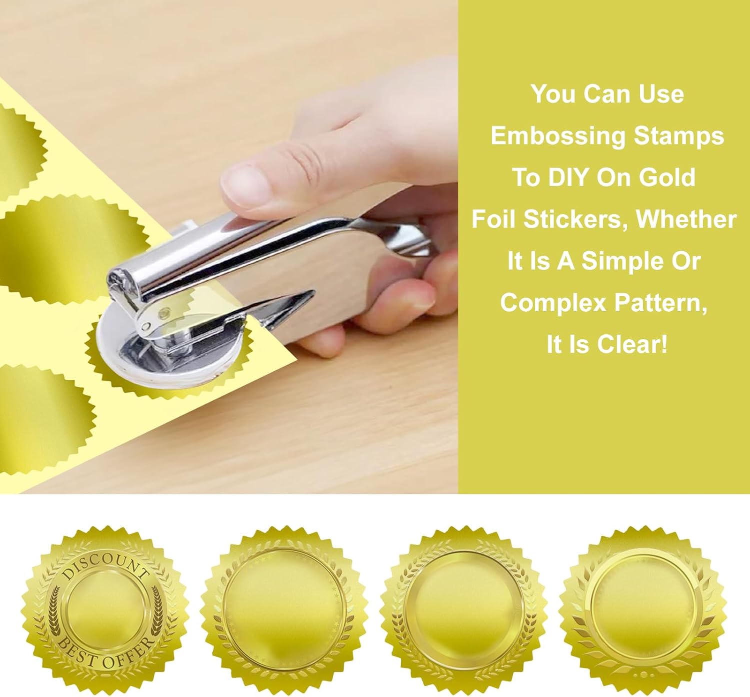 Embossing Stickers,200Pcs 2'' Gold Foil Seals Stickers for Certificates,Self-Adhesive Envelope Seal Label Sticker with Serrated Edge,Blank Embosser Stamp Sticker for Book Invitation Notary Seal