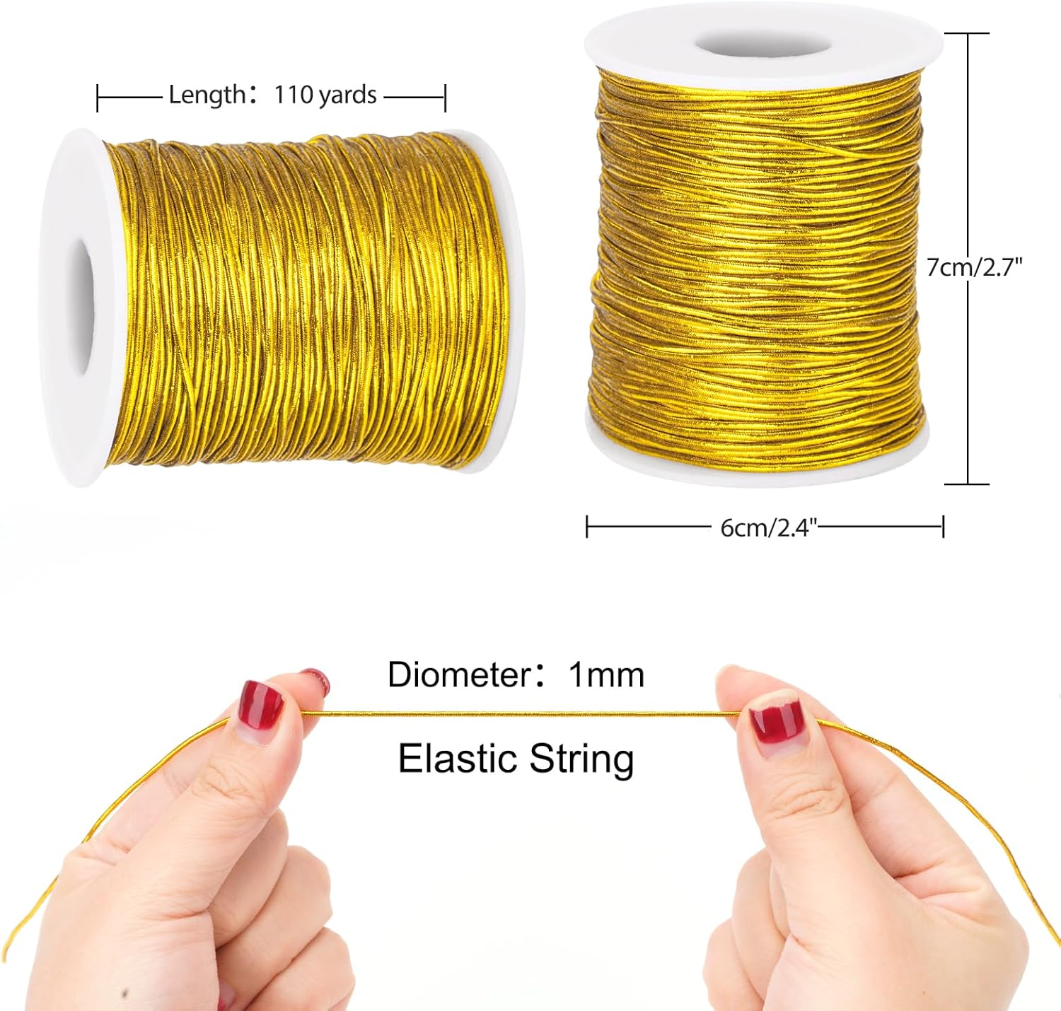 White Twine String and Gold Elastic Cord