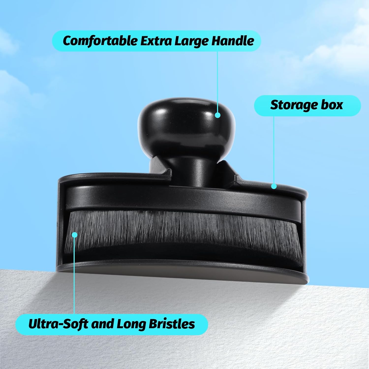 Tire Shine Brush - Curved Brush Head & Large 3.8'' Tire Dressing Applicator with Storage Stand for Automotive Detailing, Car Enthusiasts, DIY Users Vegan, Washable, Black