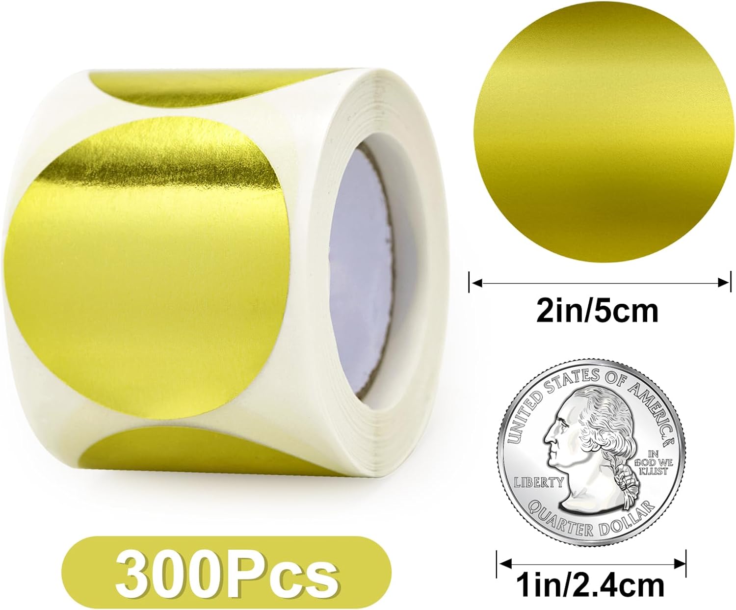 Embossing Stickers 300Pcs 2'' Gold Foil Seals Stickers for Certificates Self Adhesive Round Envelope Seal Label Sticker Roll Blank Embosser Stamp Sticker for Book Invitation Notary Seals