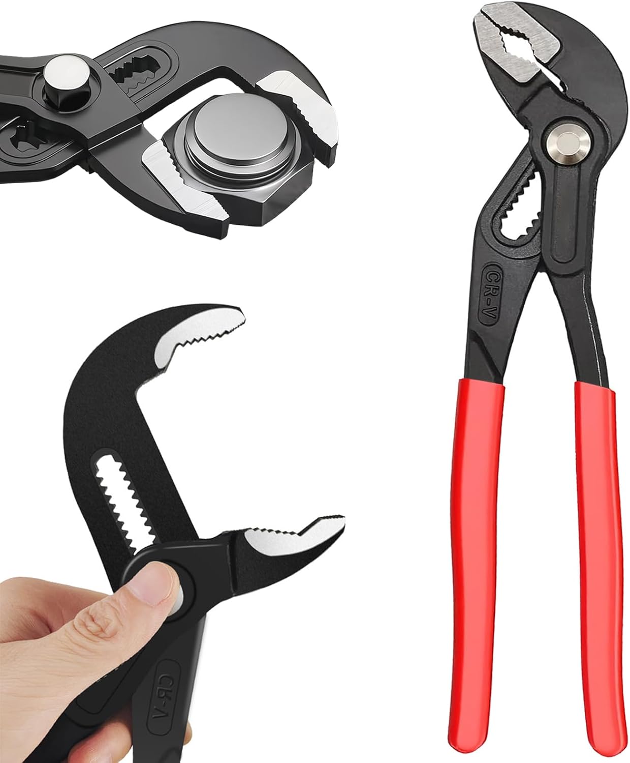 Adjustable Water Pump Pliers 10" Groove Joint Pliers V-Jaw Quick Adjust Tongue and Groove Pliers with Push-Lock and Cushion Grip Ideal for Tight Spaces Plumbing Cars and Home Repair 10 inch