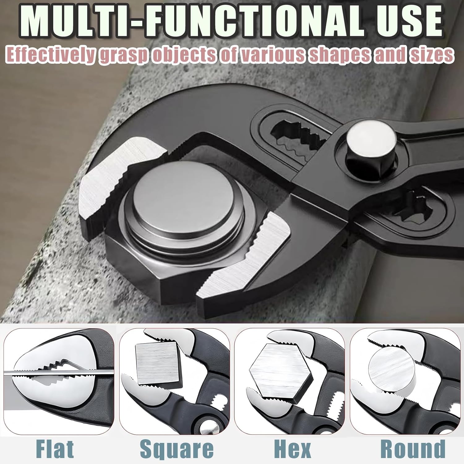 Adjustable Water Pump Pliers 10" Groove Joint Pliers V-Jaw Quick Adjust Tongue and Groove Pliers with Push-Lock and Cushion Grip Ideal for Tight Spaces Plumbing Cars and Home Repair 10 inch