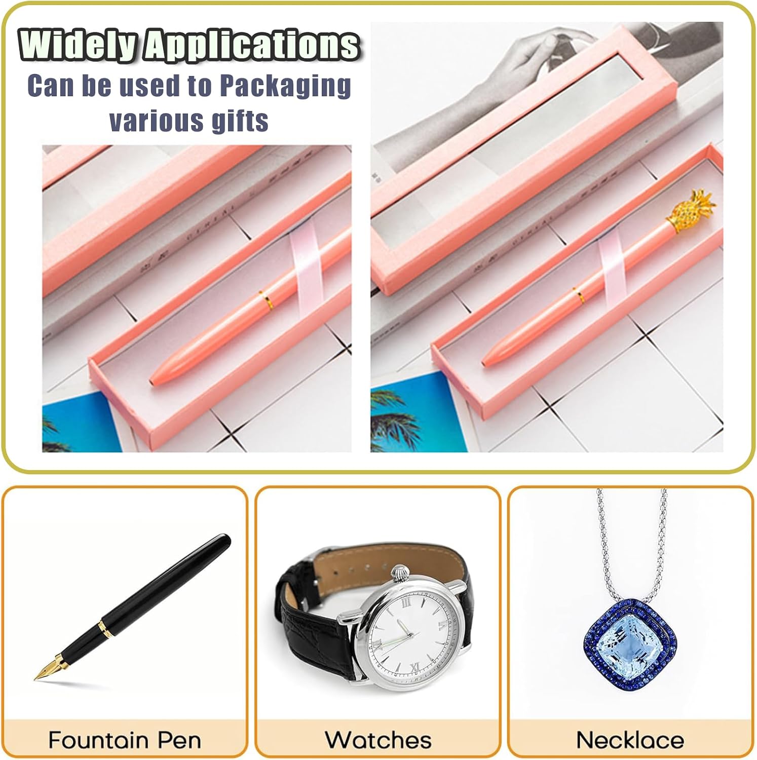 10 Pcs Empty pen gift box with Clear lid Single pen presentation Packaging Case Cardboard Jewelry Boxes with Cushion Suitable for Wedding Business Birthday Office Supplies Gift Packaging Pink
