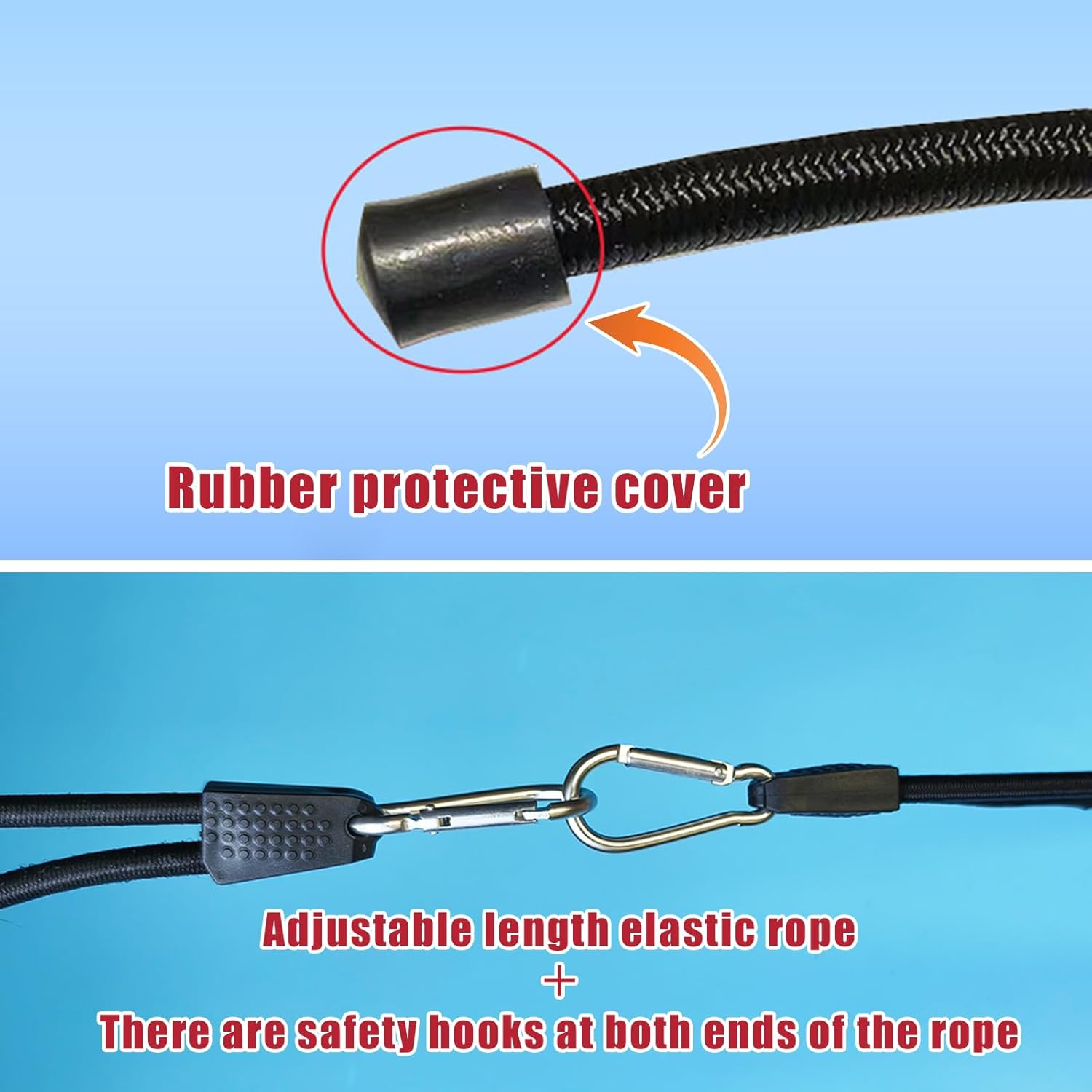 4 Pack 40 Inch Adjustable Carabiner Bungee Cords with Hooks Easy to Adjust from 35" to 60" Black Extra Strong Elastic Rope Outdoor Heavy Duty Bungee Straps for Camping Tarps Bike Rack Tent