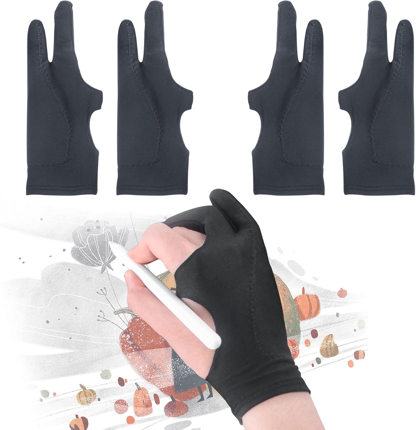 Palm Rejection Artist Drawing Glove 4 Pack iPad Gloves for Touch Screen PC Graphics Tablet Left and Right Hand 3 Layers Padding Digital Art Stylus Glove