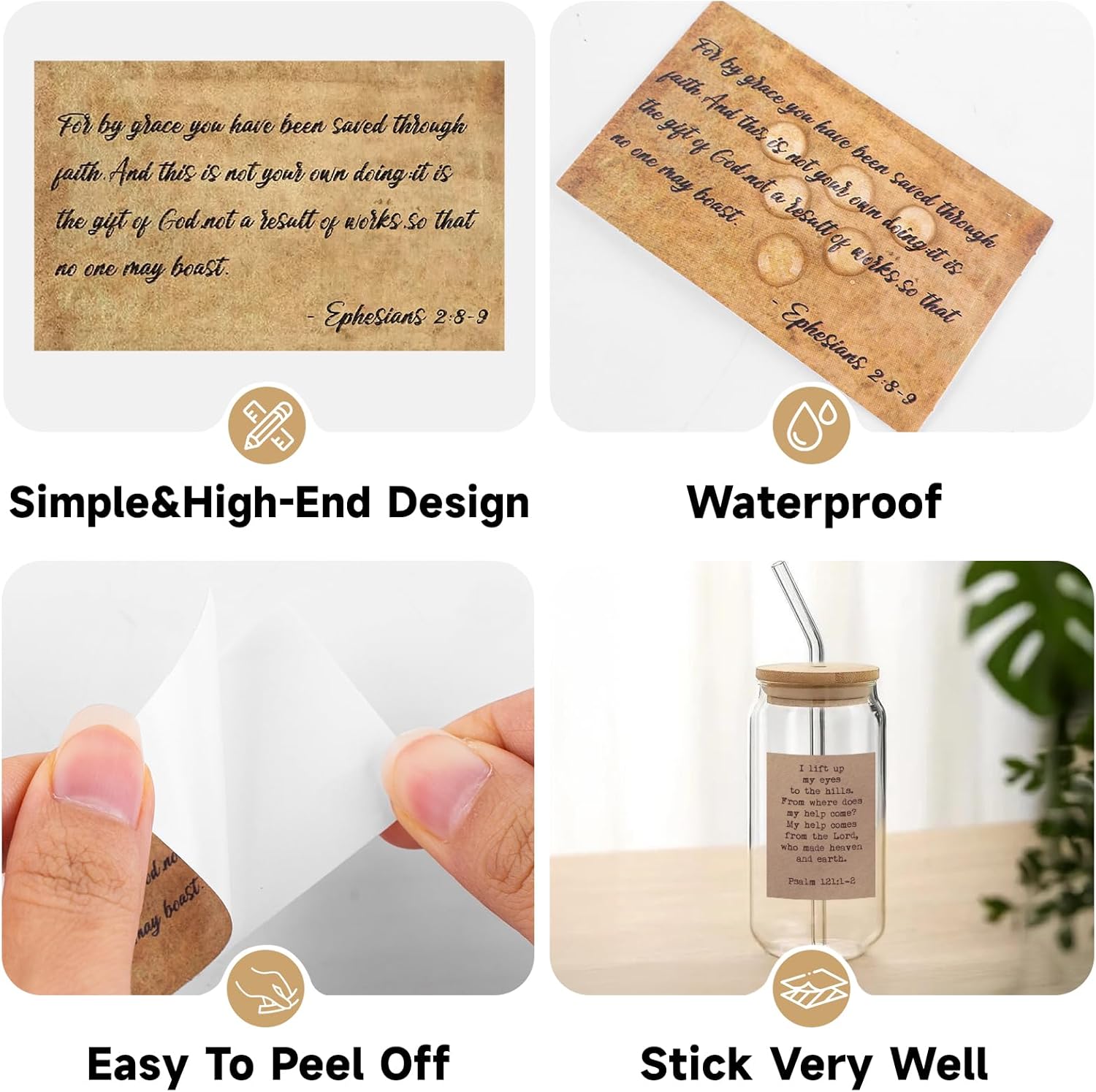 180Pcs Bible Verse Stickers - Vintage Inspirational Christian Stickers Bible Journaling Sticker Self Adhesive Religious Scripture Sticker Jesus Faith Label for Study Supply Planner 3Pcs/Each
