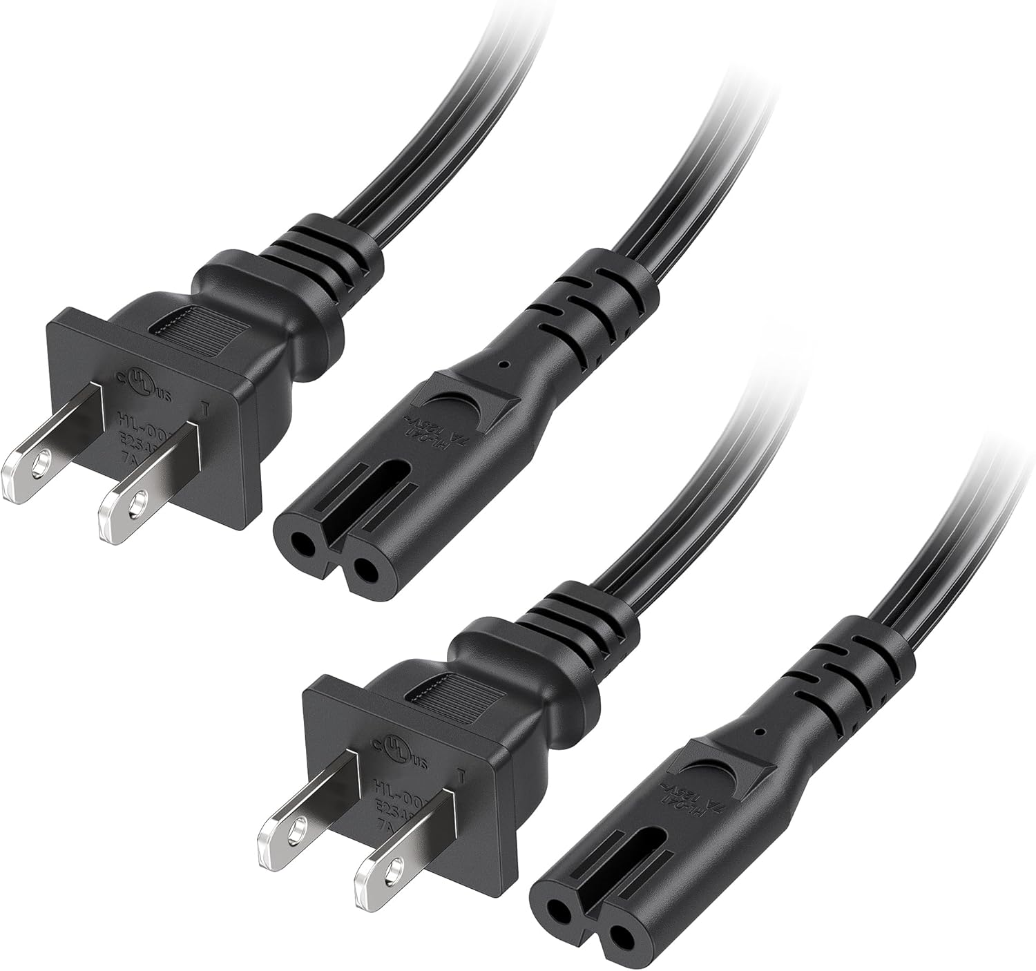 UL Listed 2-Pack 2 Prong TV Power Cord - 10ft, AC Power Cord, Non Polarized NEMA 1-15P to IEC C7 , Compatible with Samsung LG Sony Insignia TCL Sharp Toshiba Hisense TV PS4 PS5