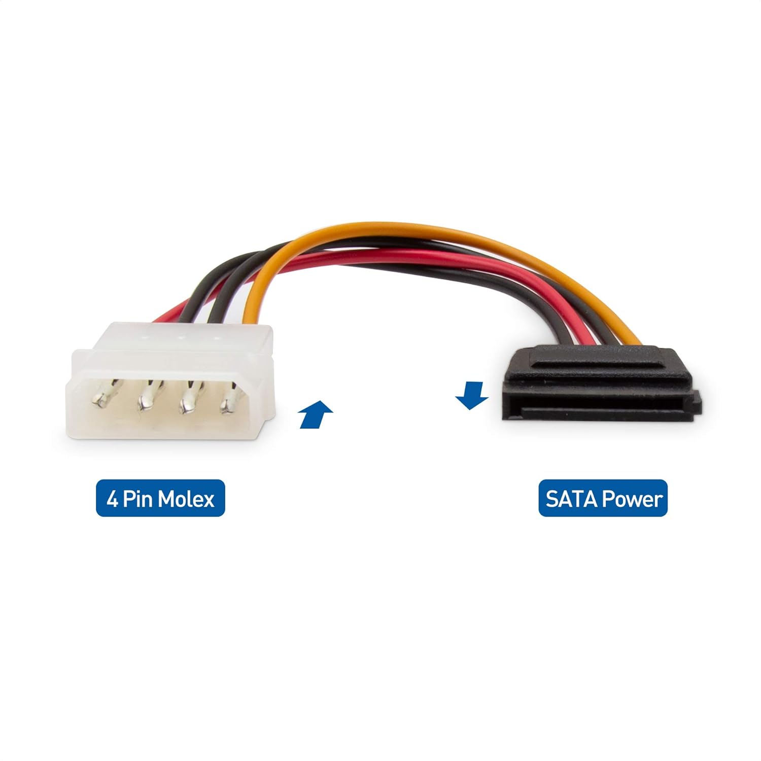 3-Pack 4 Pin Molex to SATA Power Cable SATA to Molex - 6 Inches