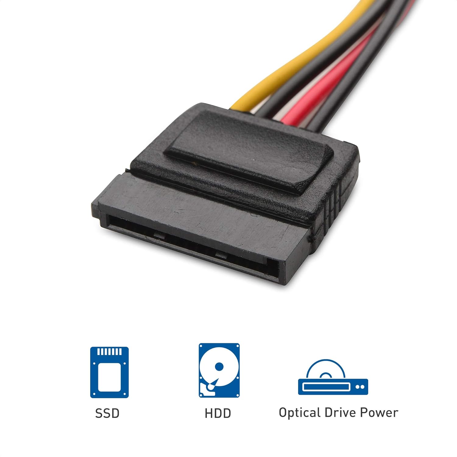 3-Pack 4 Pin Molex to SATA Power Cable SATA to Molex - 6 Inches