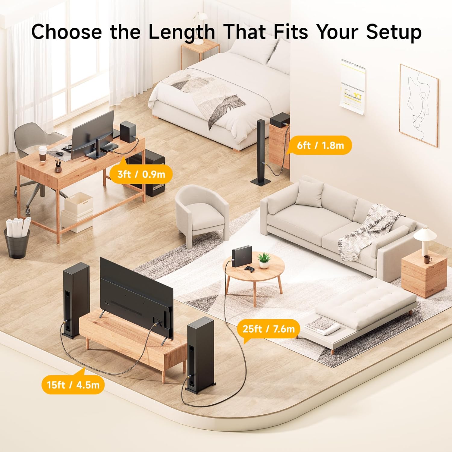 Premium Optical Audio Cable 6ft Toslink Optical Cable for Soundbar, Digital S/PDIF Cord - Ideal for Hi-Fi Audio with Samsung, Sonos, Sony, Bose Soundbars, 6 Feet