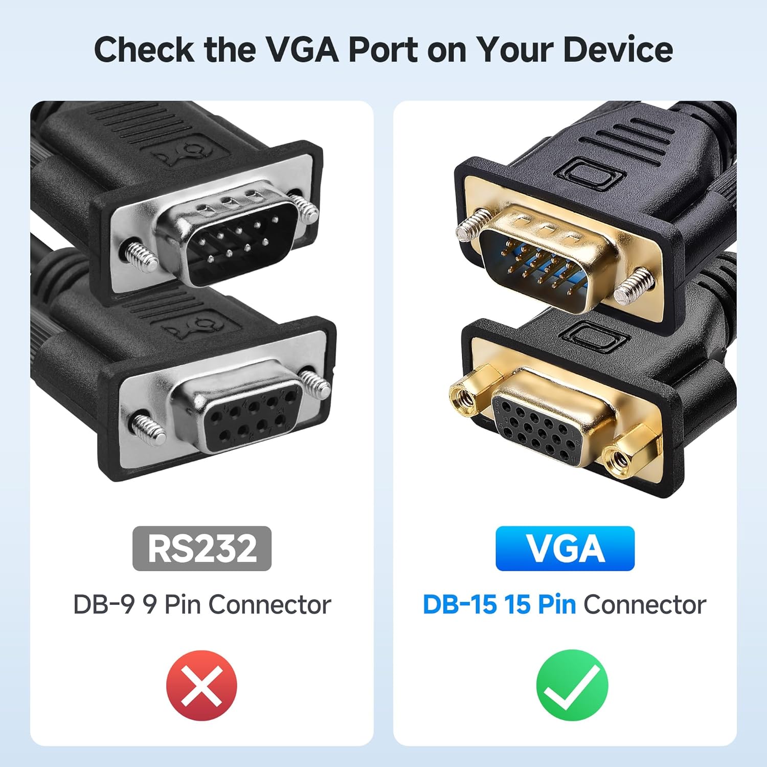 VGA Extension Cable VGA Cable Male to Female - 6 Feet, Not Dual Male Cord, Not for DB9/Serial Use