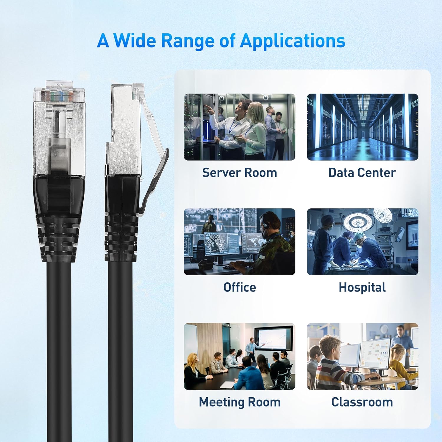 Cat8 Certified 2-Pack 40Gbps Shielded Cat 8 Ethernet Cable - 5ft, 2000Mhz Category 8 Ethernet Cord, Cat8 Cable for Gaming, Black