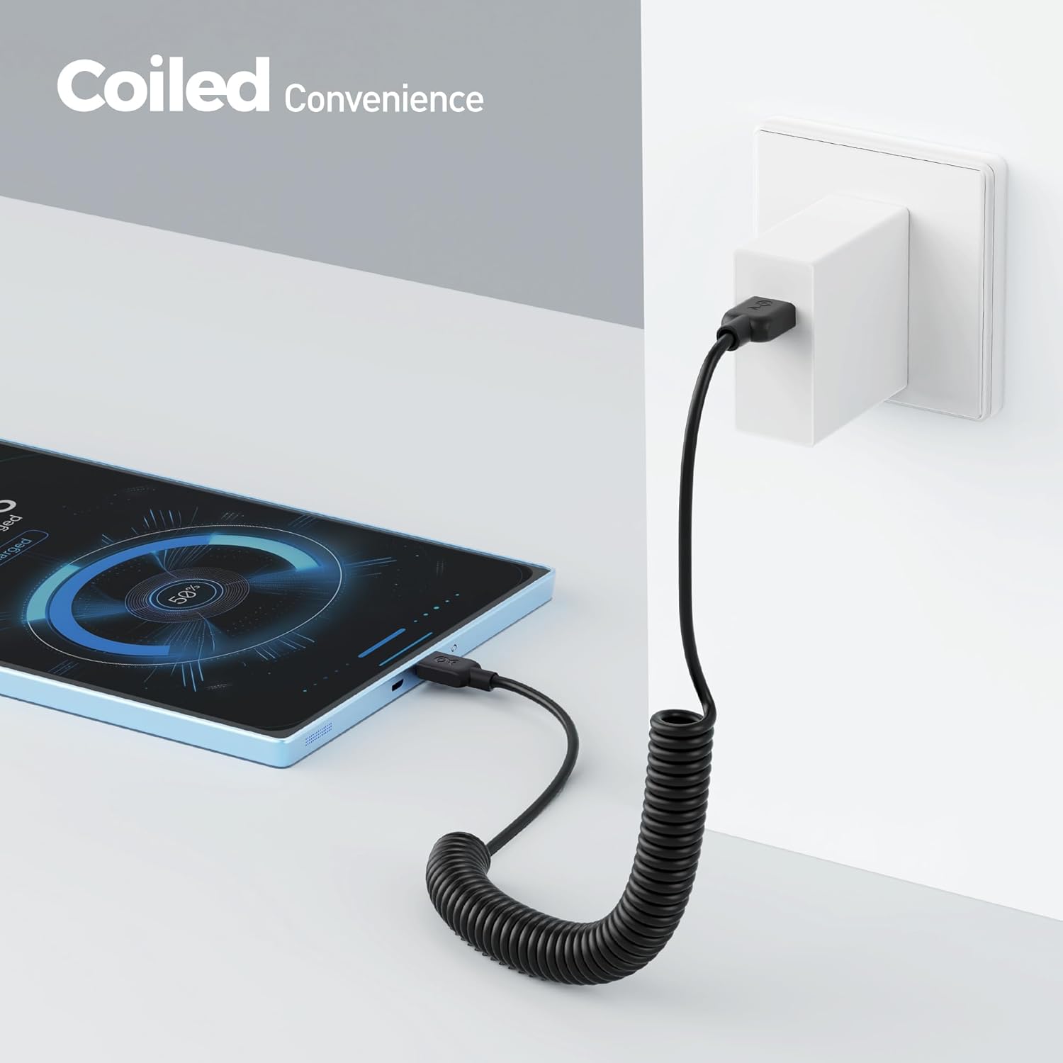 2-Pack Coiled Micro USB Cable Coiled Micro USB to USB2.0 2-4 Feet