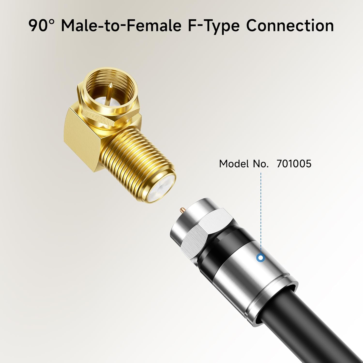 3-Pack Gold-Plated F-Type Right Angle RG6 Coaxial Adapter 90 Degree Coaxial Connector, Male to Female Coax Cable Connector