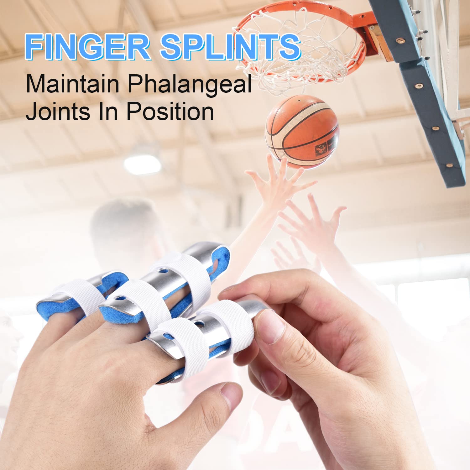 Finger Splint, 3PCS Finger Support Brace Stabilizer for Straightening Arthritis Knuckle Immobilization, Blue