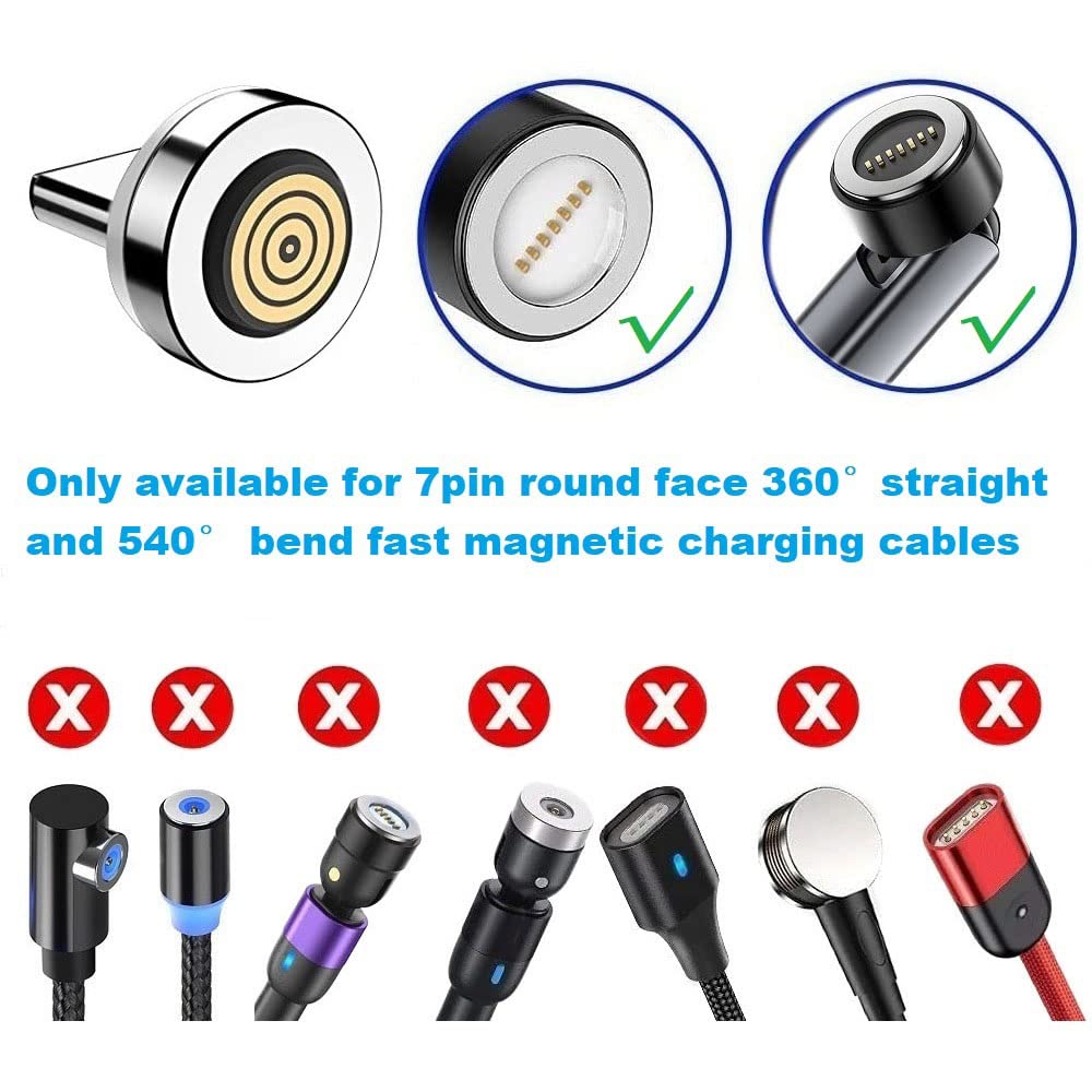 Magnetic Charging Tips 7pin Series USB-C Tips 6pcs,Magnetic Type-C Tips,Just 3.0A&7Pin Data Charger Tips Without USB Cable