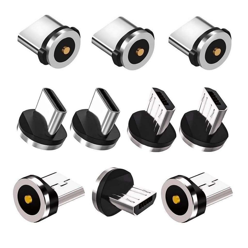2in1 10pcs Magnetic Charging Tips, 360 Rotate Tips for USB-C/Micro Ports, Water-dustproof, No Cord, Non-Data
