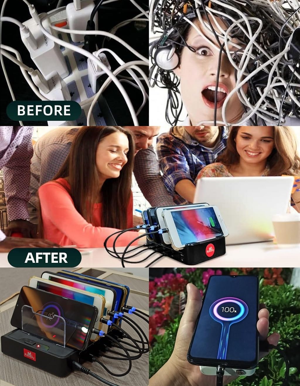 2in1 10pcs Magnetic Charging Tips, 360 Rotate Tips for USB-C/Micro Ports, Water-dustproof, No Cord, Non-Data