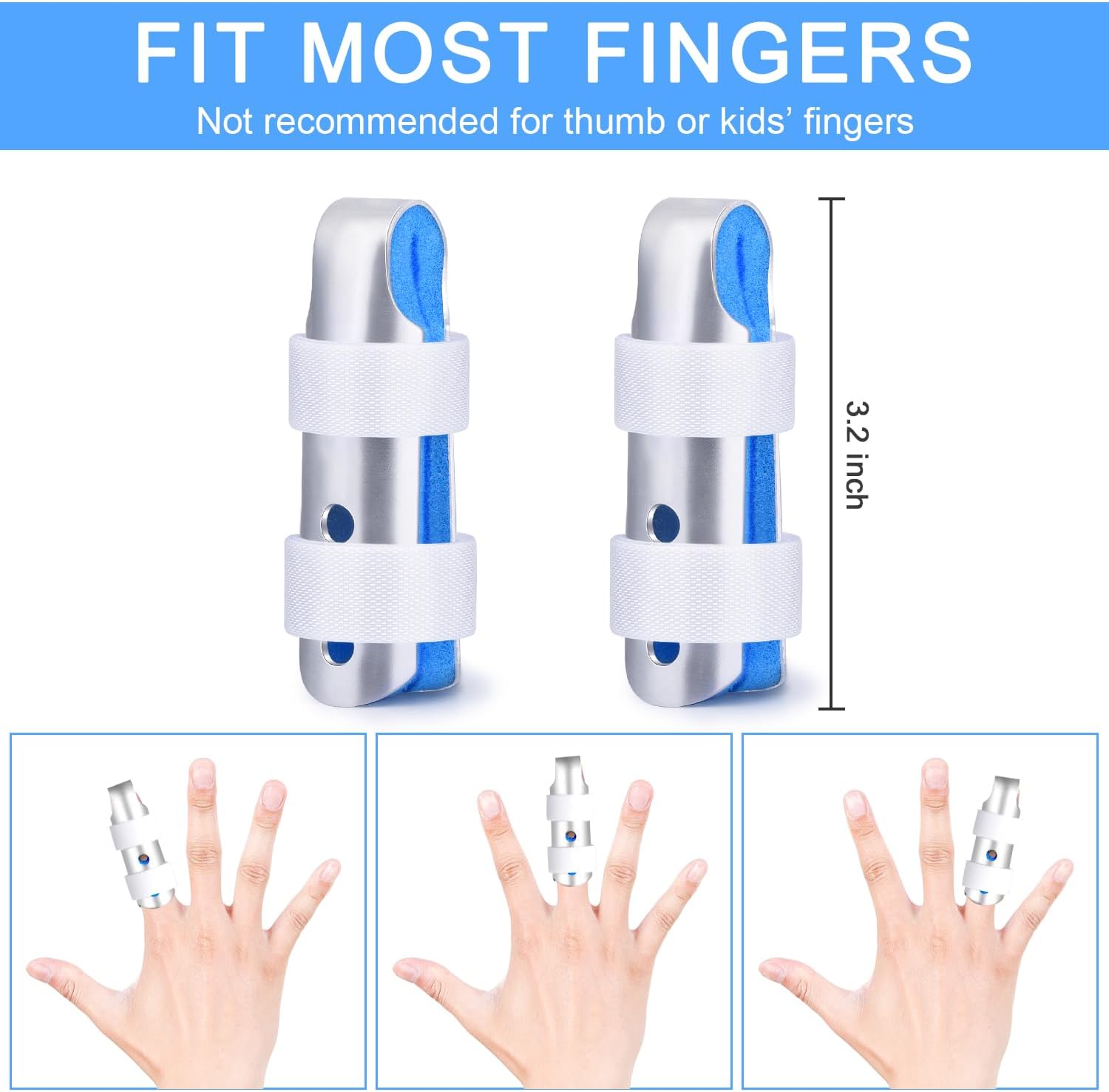 Finger Splint, 2pcs Finger Support Brace for Arthritis Knuckle Immobilizationm, Middle Size