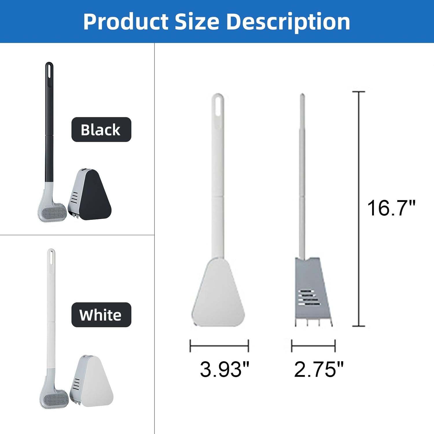 Toilet Brush and Holder Set Silicone, Flexible Toilet Brush for Deep Cleaning of Dead Corners, Snap-on Detachable Long Toilet Brush, Wall-Mounted Toilet Bowl Brush Set Black