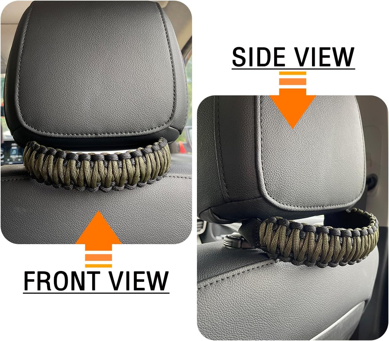 Headrest Grab Handles Universal Grip Handles,Passenger Support Handles for Jeep Wrangler,Ford Bronco,Toyota,Tacoma,Trucks,SUV,Cars,2Pack Black&Olive