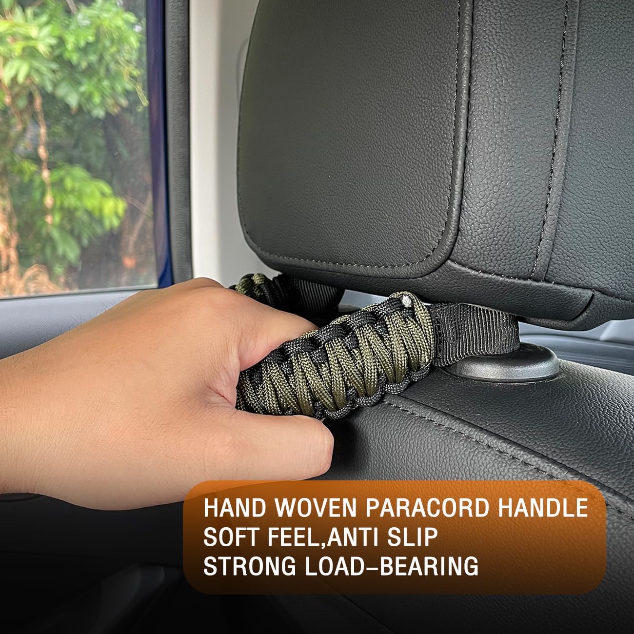 Headrest Grab Handles Universal Grip Handles,Passenger Support Handles for Jeep Wrangler,Ford Bronco,Toyota,Tacoma,Trucks,SUV,Cars,2Pack Black&Olive