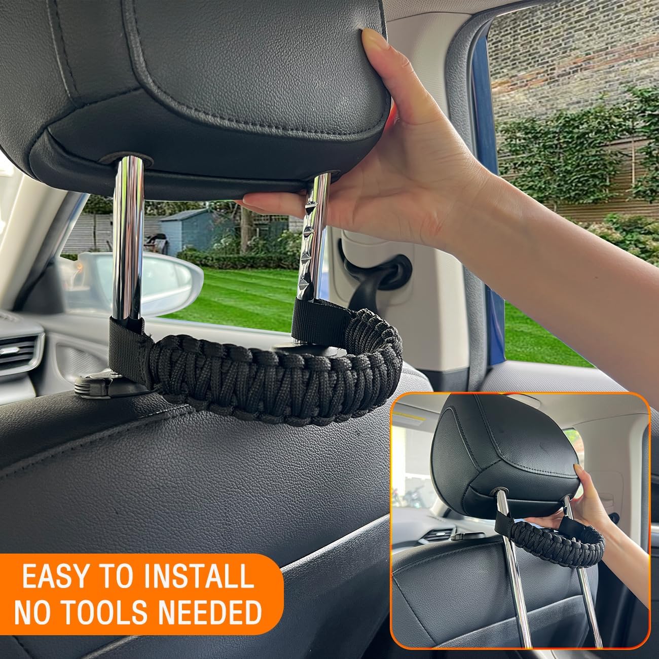 Headrest Grab Handles Universal Grip Handles,Passenger Support Handles for Jeep Wrangler,Ford Bronco,Toyota,Tacoma,Trucks,SUV,Cars,2Pack Black&Olive