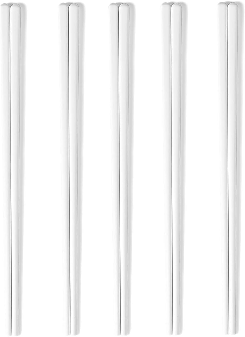 Ceramic Chopsticks Set of 5, Porcelain Chinese Chopsticks Easy To Clean, 9.6-Inch White