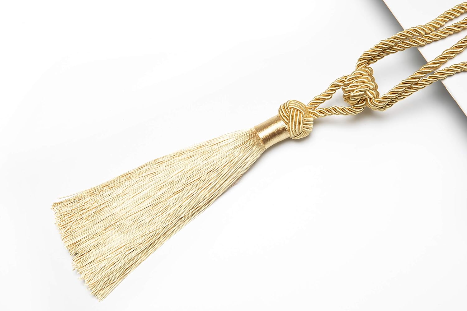 Curtain Tiebacks Hand-Woven Holdbacks Home Decorative Tassels Tiebacks Gold, 2 Pack
