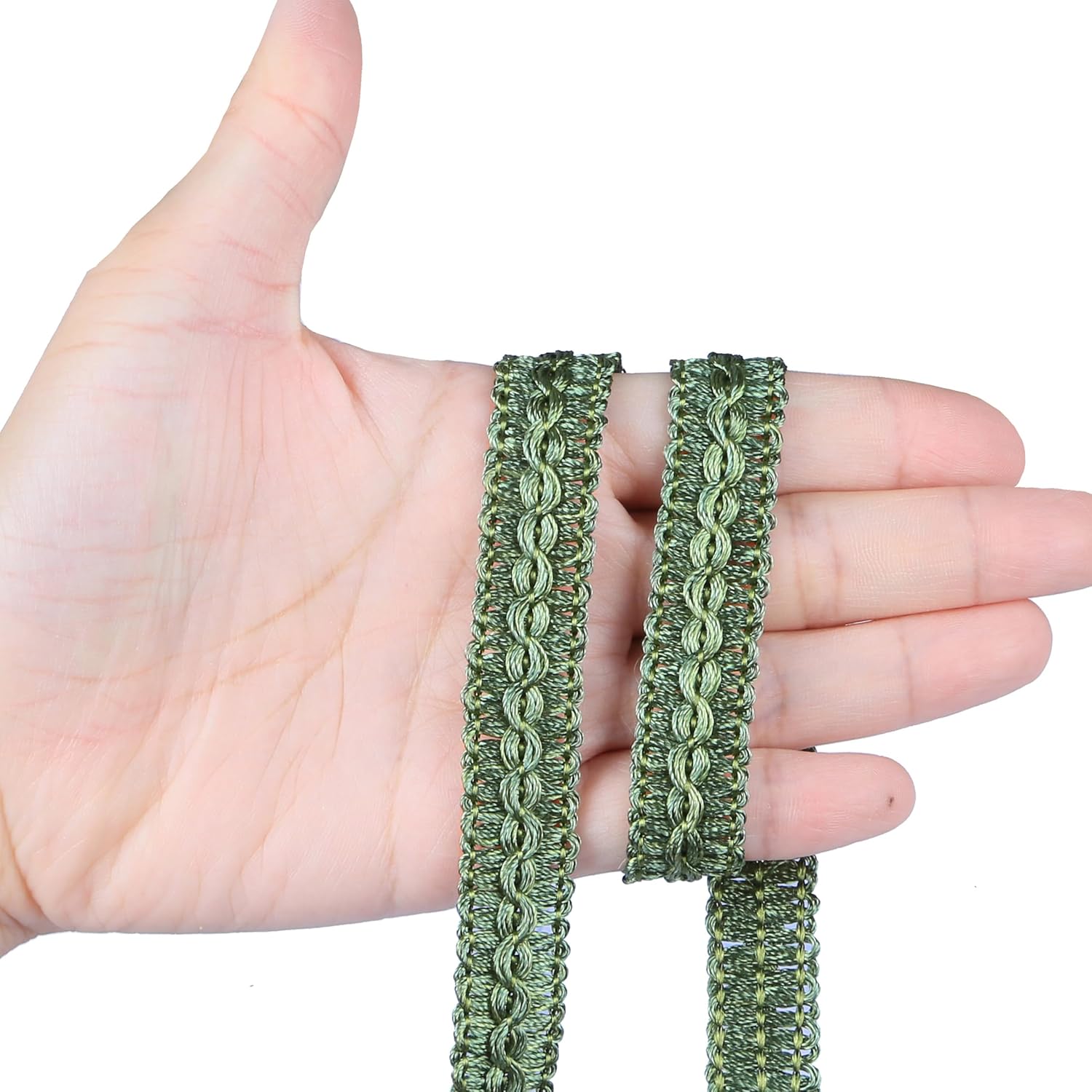 Gimp Braid Trim Cord 1.6 cm/0.63 inch Wide, 10 Yard Handmade Polyester Basic Trim, Fabric Trim for Upholstery, Sewing, Curtains, DIY Costumes, Slipcover, Home Deco Green, 10 Yard