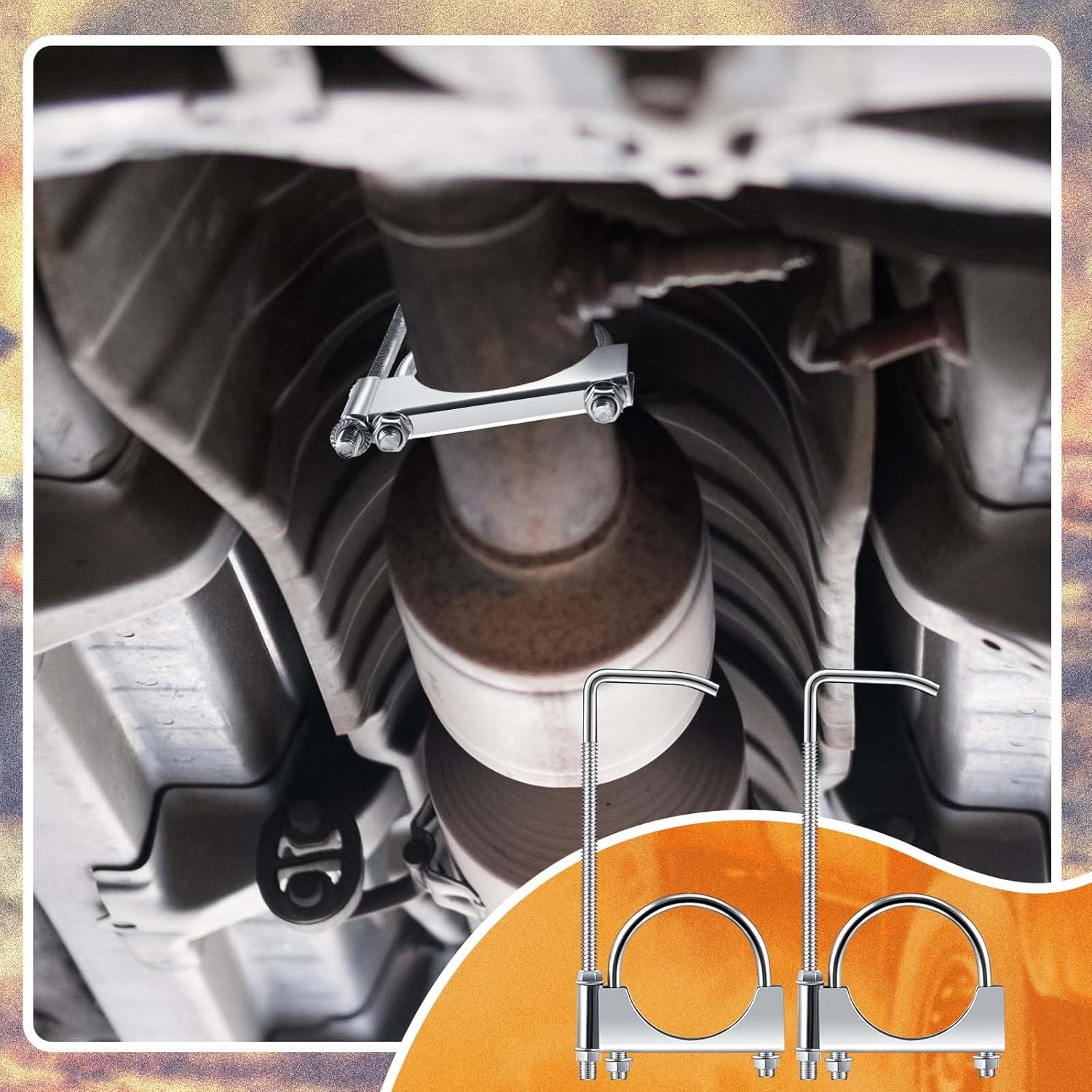1 Pcs 2.5 Inch Universal Exhaust Clamp with Hanger, Made of Heavy-duty Clamp with Rear Muffler Hanger Exhaust Pipe for Cars, Trucks Pipes