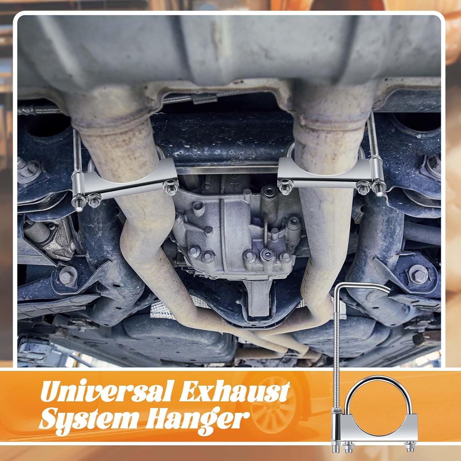 1 Pcs 2.5 Inch Universal Exhaust Clamp with Hanger, Made of Heavy-duty Clamp with Rear Muffler Hanger Exhaust Pipe for Cars, Trucks Pipes