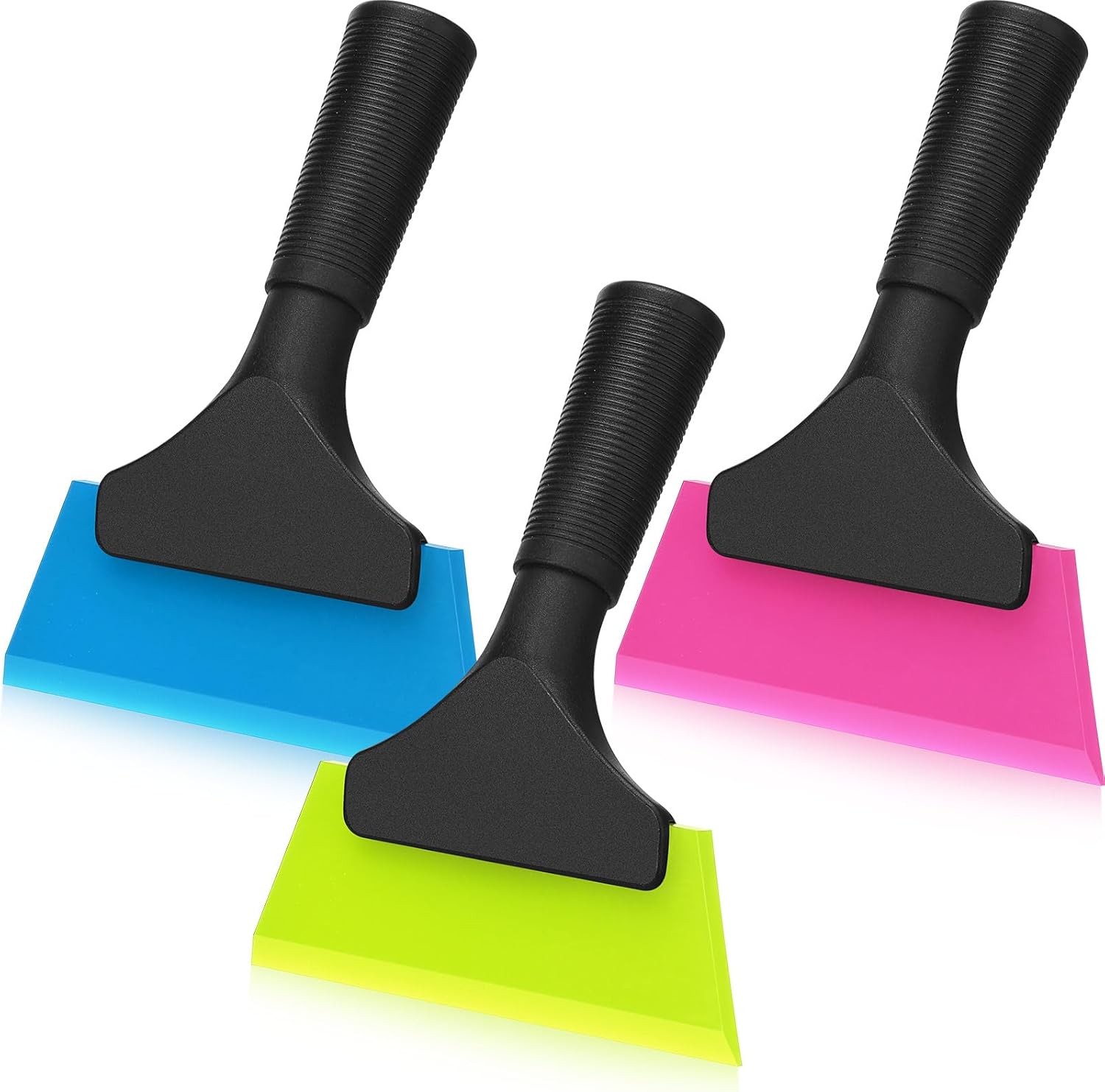 3 Pcs Small Squeegee 5 Inch Window Tint Silicone Squeegee Cleaning with Non Slip Handle Wiper Window Tinting Tools for Car Glass Mirror Shower Bathroom Auto Blue+Green+Pink