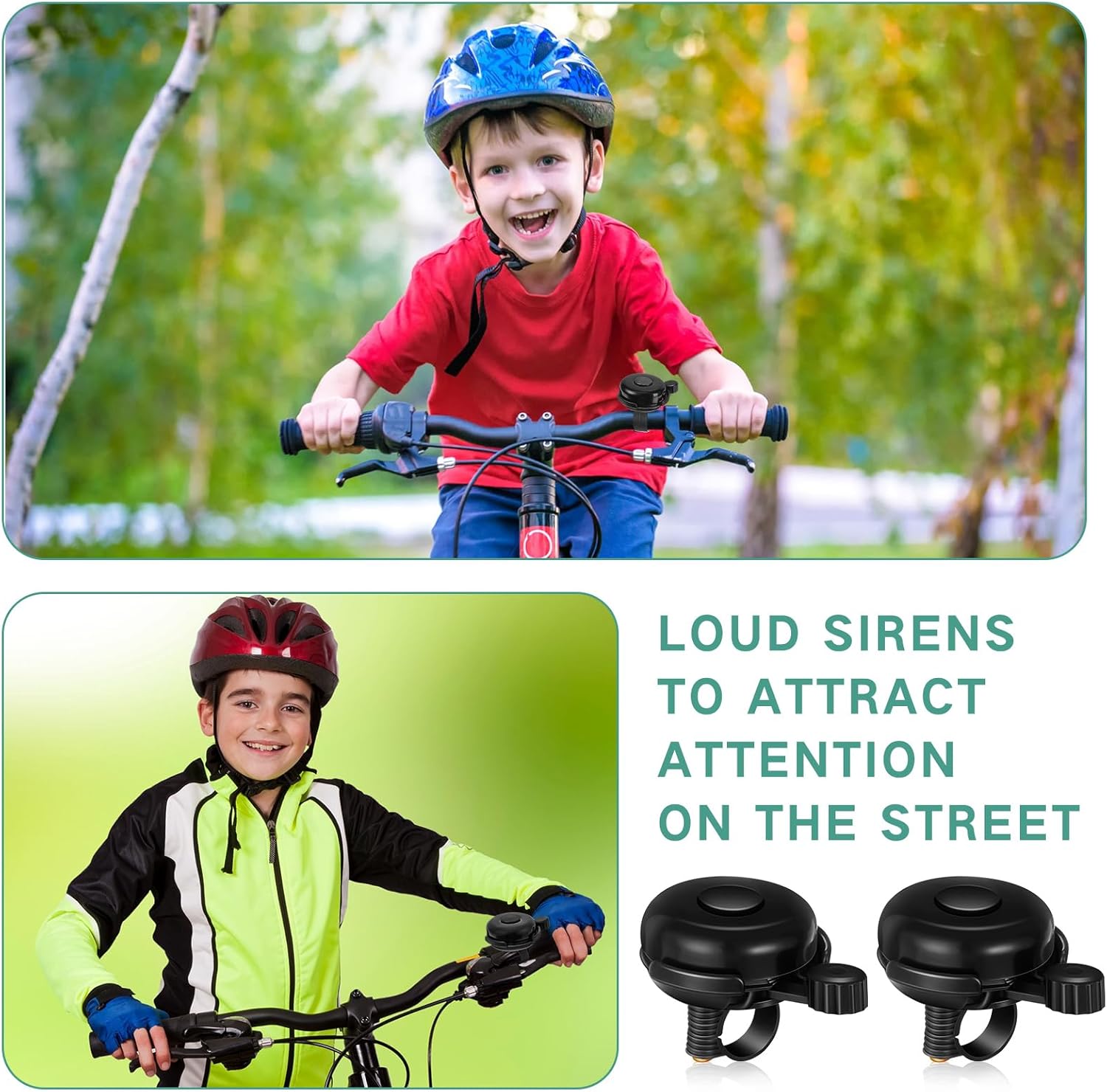 15 Pcs Classic Bike Bell Aluminum Bicycle Bell Loud Crisp Clear Sound Bike Accessories Easy Installation for Adults Kids Girls Boys, Black
