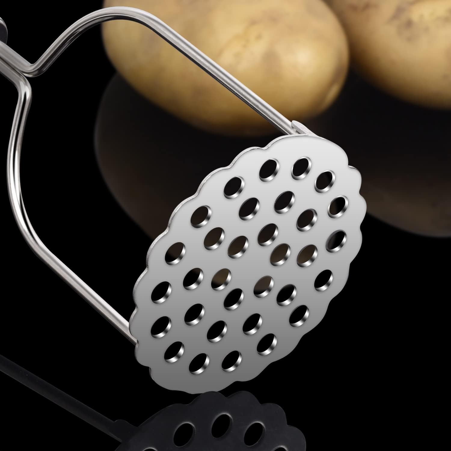 Potato Masher, 2 Pack Stainless Steel Integrated Kitchen Tool Food Masher for Potatoes, Vegetables, Berries, Fruits, Baby Food, Avocado