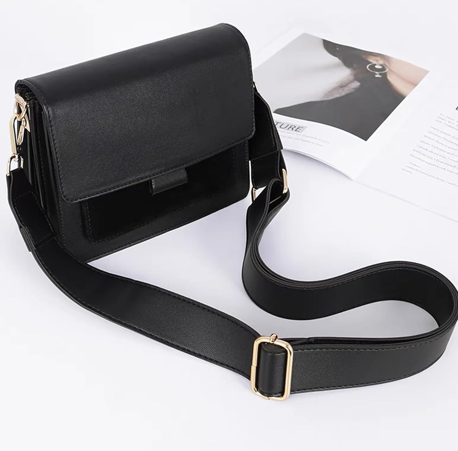 Dark Brown Leather Purse Strap Wide Adjustable Shoulder Purse Strap Handbags Replacement Crossbody Straps with Swivel Clasps, 33 55inch