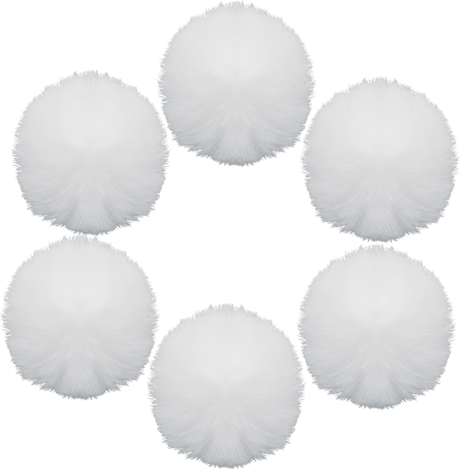 12 Pack Small Faux Fur Pom Pom Balls, 2.75 inch Fluffy Pompom Ball Elastic Loop Accessories, White Pompoms for Hats/Shoes/Scarves/Gloves/Bags