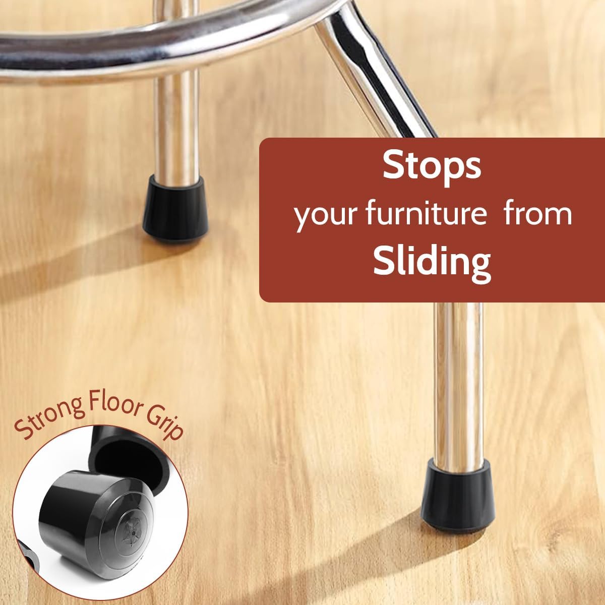 Chair Leg Caps, Non-Slip Rubber Leg Tips 7/8'' Inner Diameter Chair Leg Floor Protectors Covers Round Black, 16 Pack