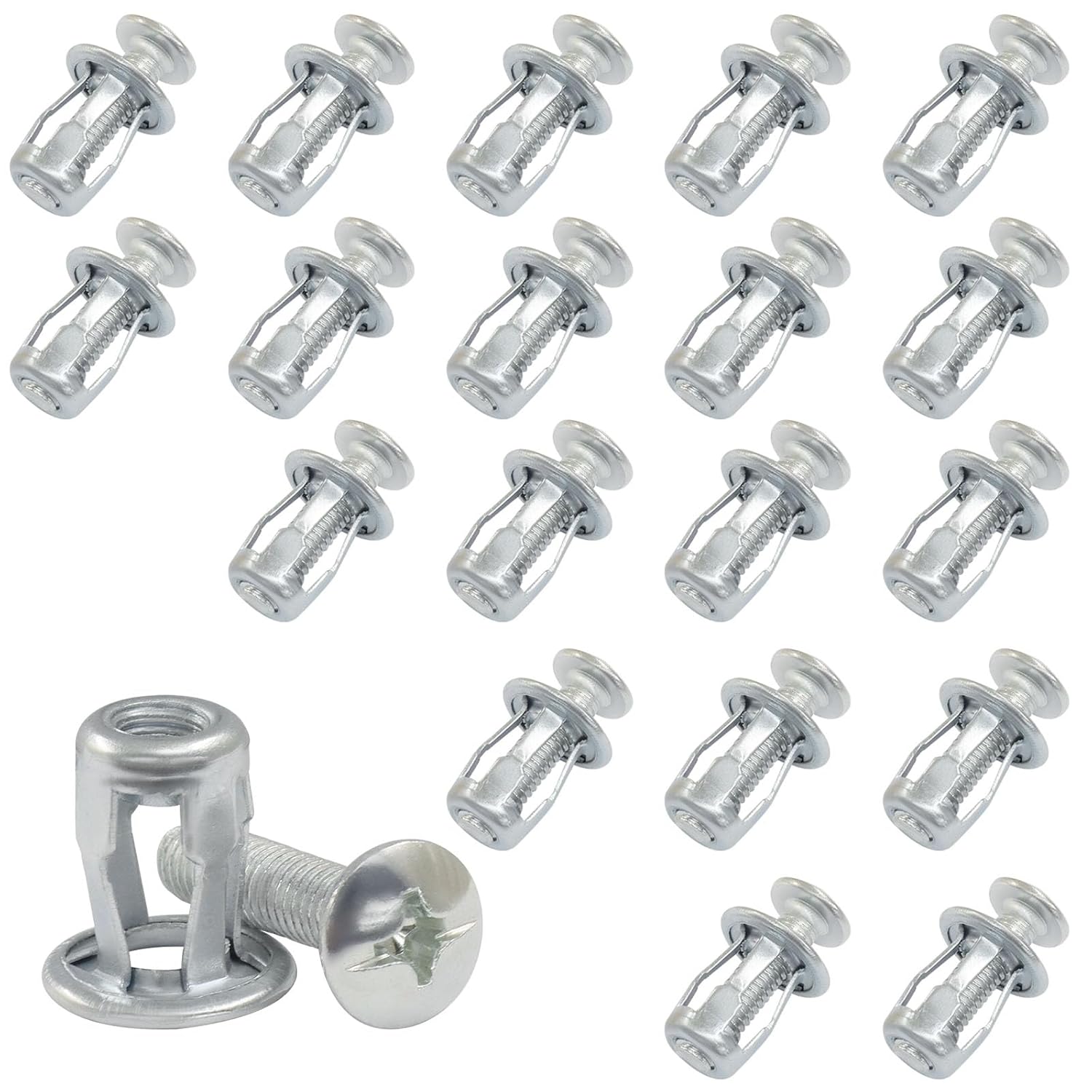 20 Pack M6*25 Hollow Wall Anchors, Heavy Duty Cavity Fixing Anchors, Secure Fixings for Thin Walls/Aluminium Cladding Sheet/Steel Pipe/Iron Sheet/Hollow Plastic Sheet M6 x 1"