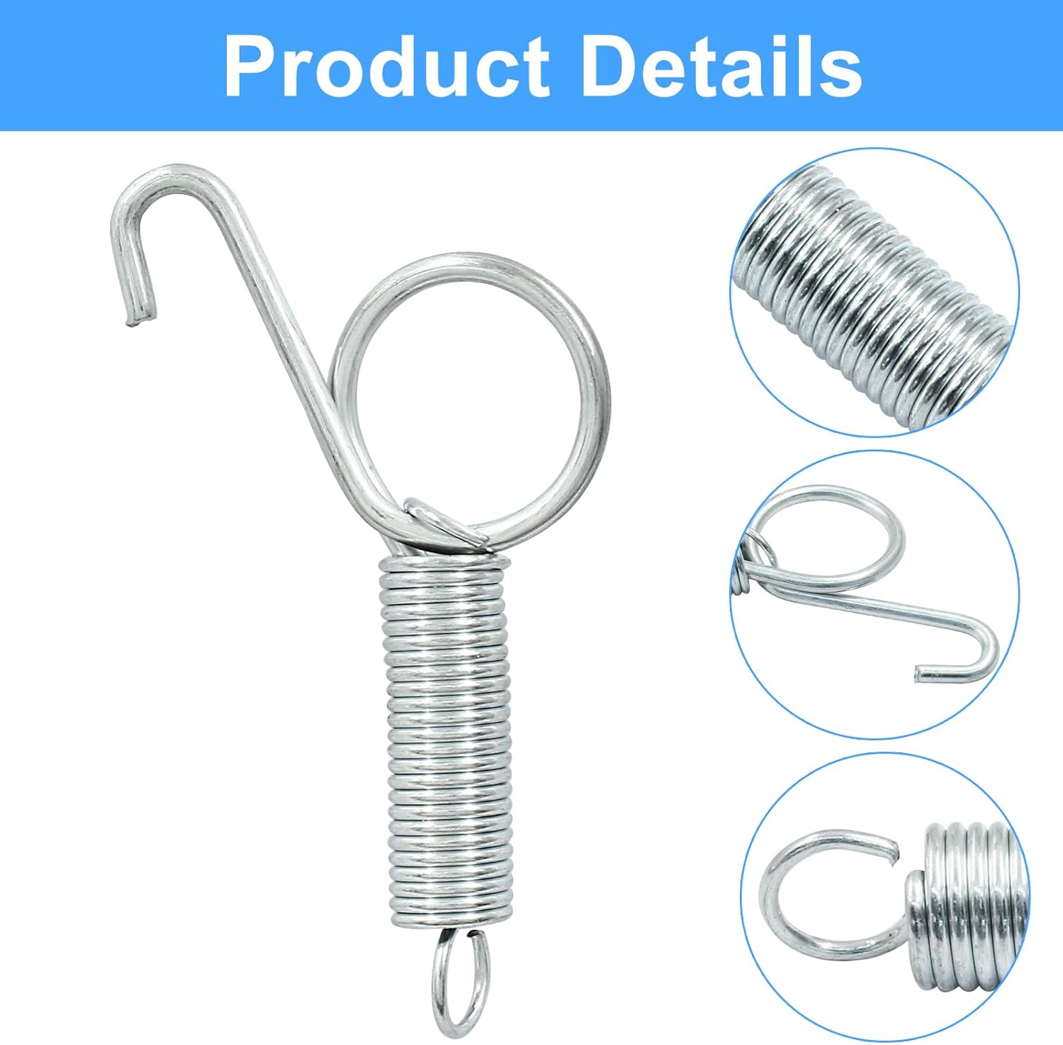 20Pcs Spring Latch Hook Pet Door Latch Spring Cage Latch Cage Lock Metal Finger Spring Door Hook for Fixing Rabbits Birds Dogs Cats Squirrels Small Animals