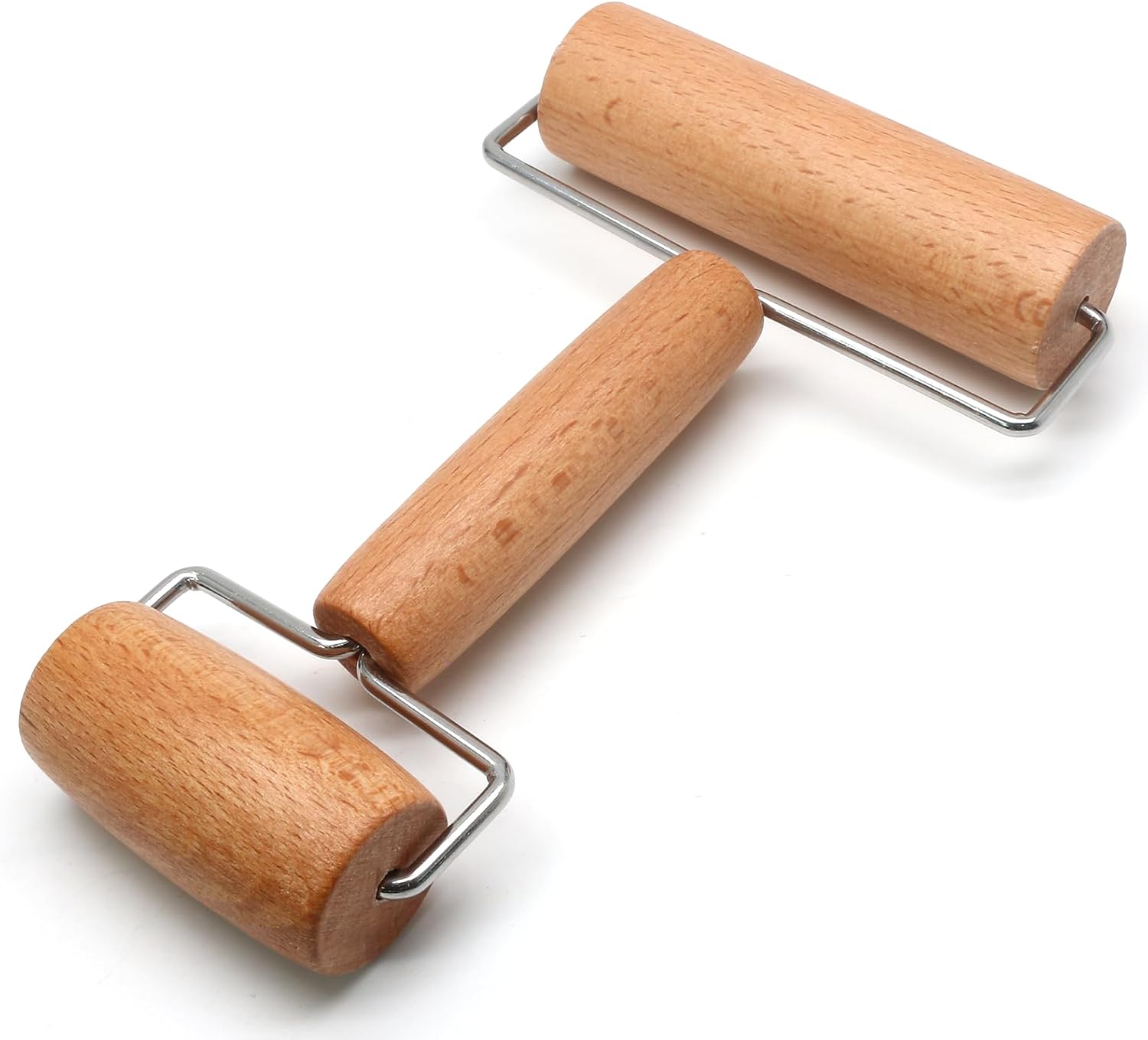 Wooden Rolling Pin, Ergonomic Non-Stick Pizza Baker Dough Pastry Roller for Kitchen Home Cooking Baking H Square Type