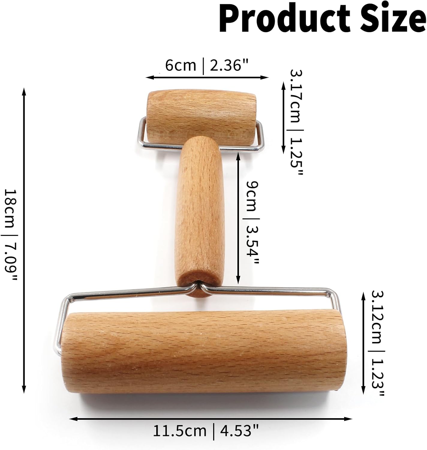 Wooden Rolling Pin, Ergonomic Non-Stick Pizza Baker Dough Pastry Roller for Kitchen Home Cooking Baking H Square Type