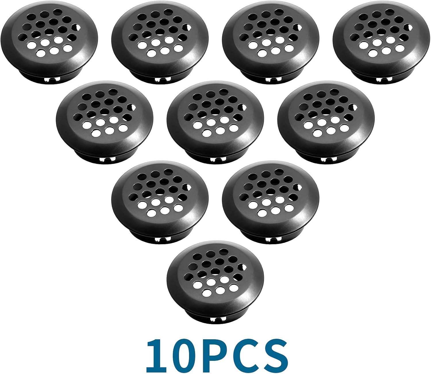 10pcs Black Circular Soffit Air Vents, 3/4" / 19mm Round Mesh Hole Stainless Steel Louver Vent for Wardrobe Shoe Cabinet