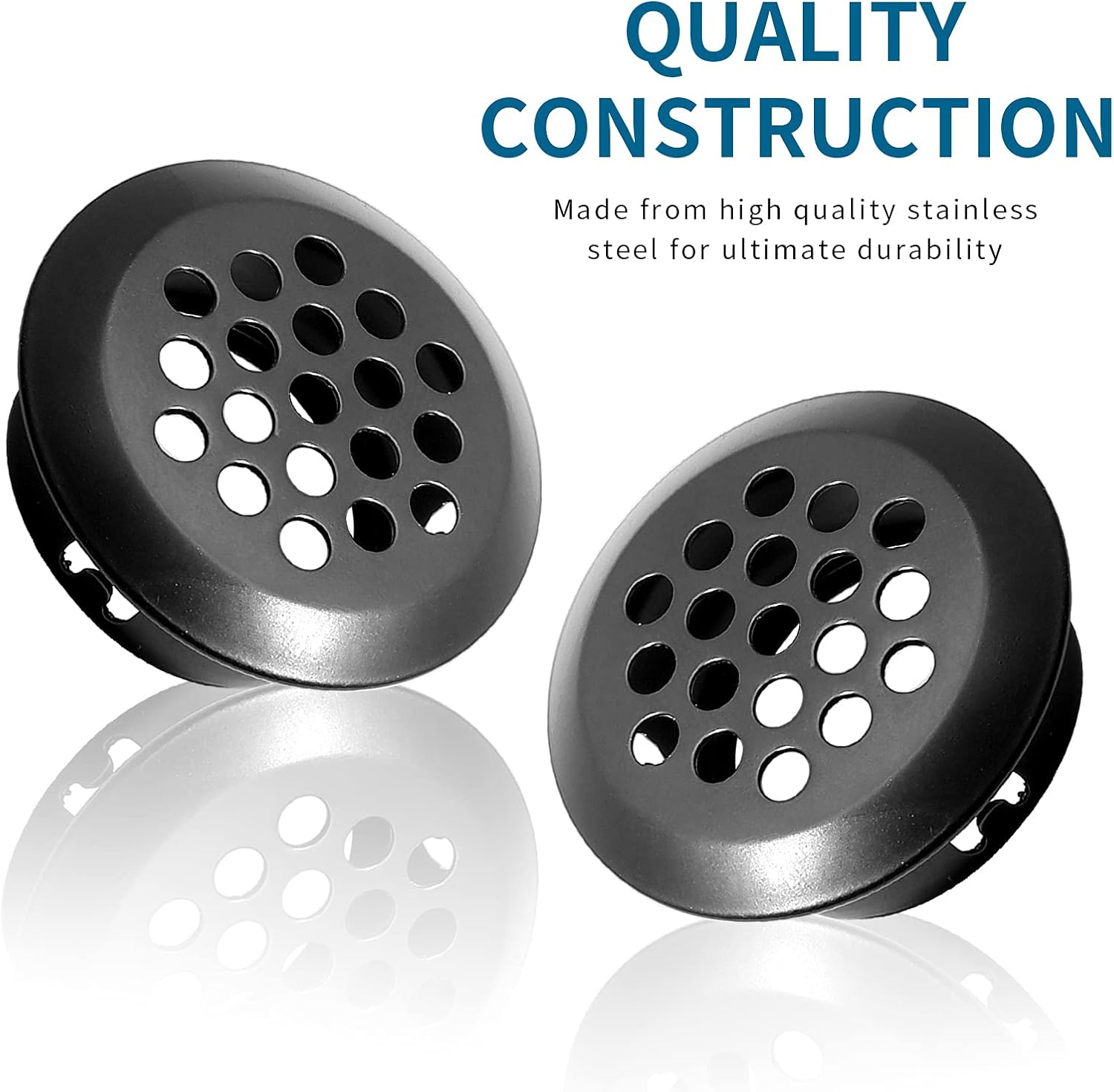 10pcs Black Circular Soffit Air Vents, 3/4" / 19mm Round Mesh Hole Stainless Steel Louver Vent for Wardrobe Shoe Cabinet