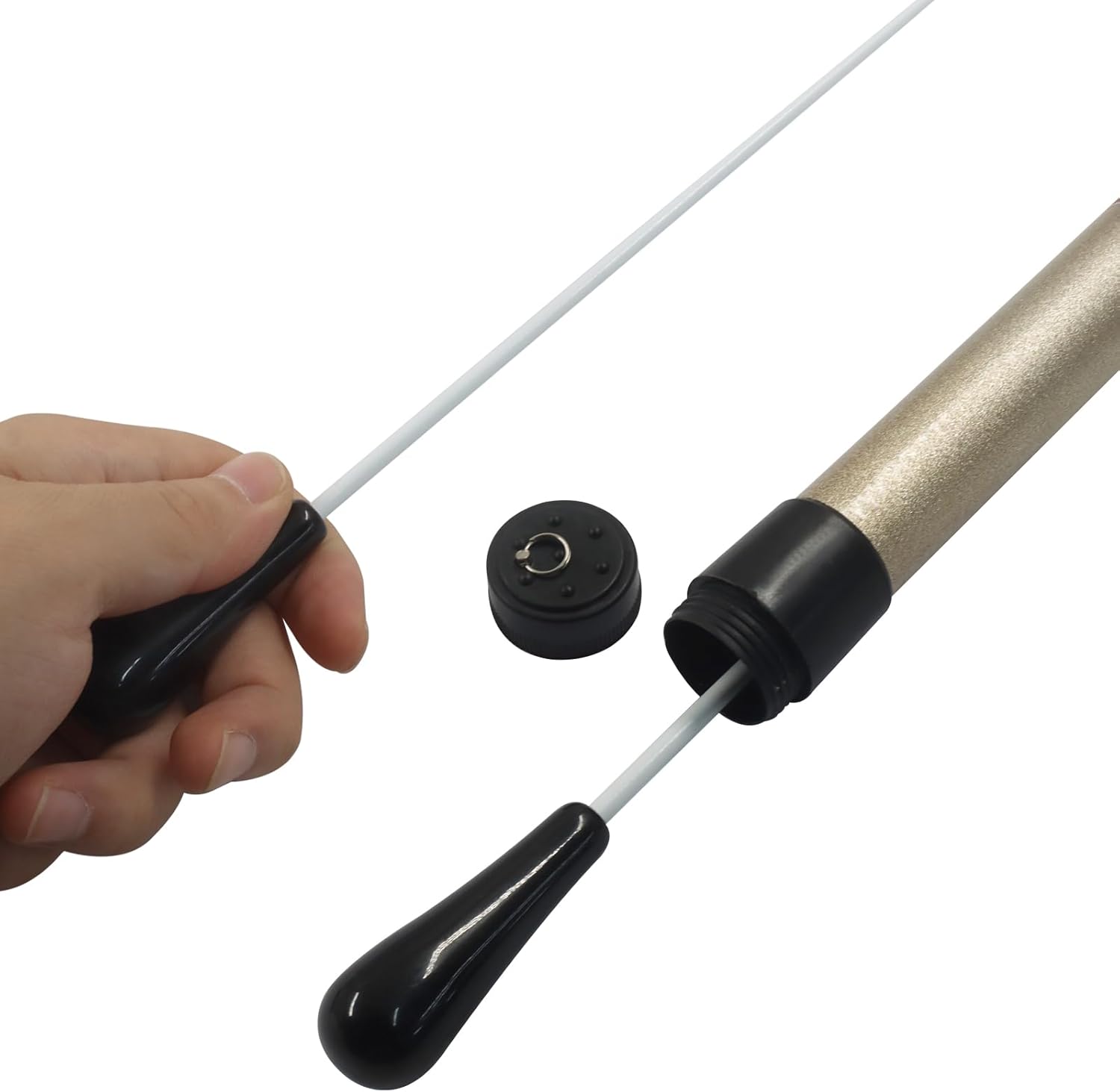 Music Conducting Baton, Imitation Agate Handle Baton Lightweight Conductor Baton with Tube Case for Concert Black Handle, 1 Pack