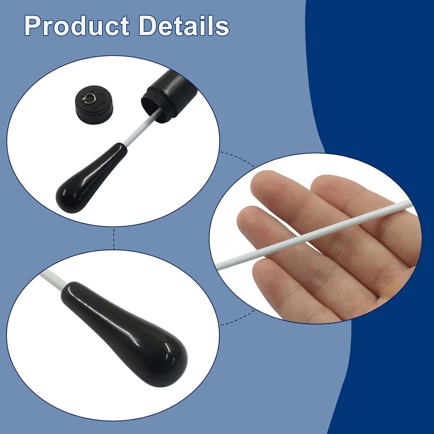 Music Conducting Baton, Imitation Agate Handle Baton Lightweight Conductor Baton with Tube Case for Concert Black Handle, 1 Pack