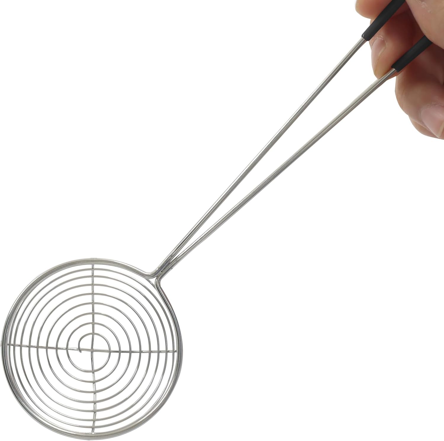 10 Pack Stainless Steel Spider Strainer Spoon, 2.5 Inch Mini Wire Skimmer Colander Small Ladle, Hot Pot Strainer Scoops for Home/Tortellini and Meatball Black