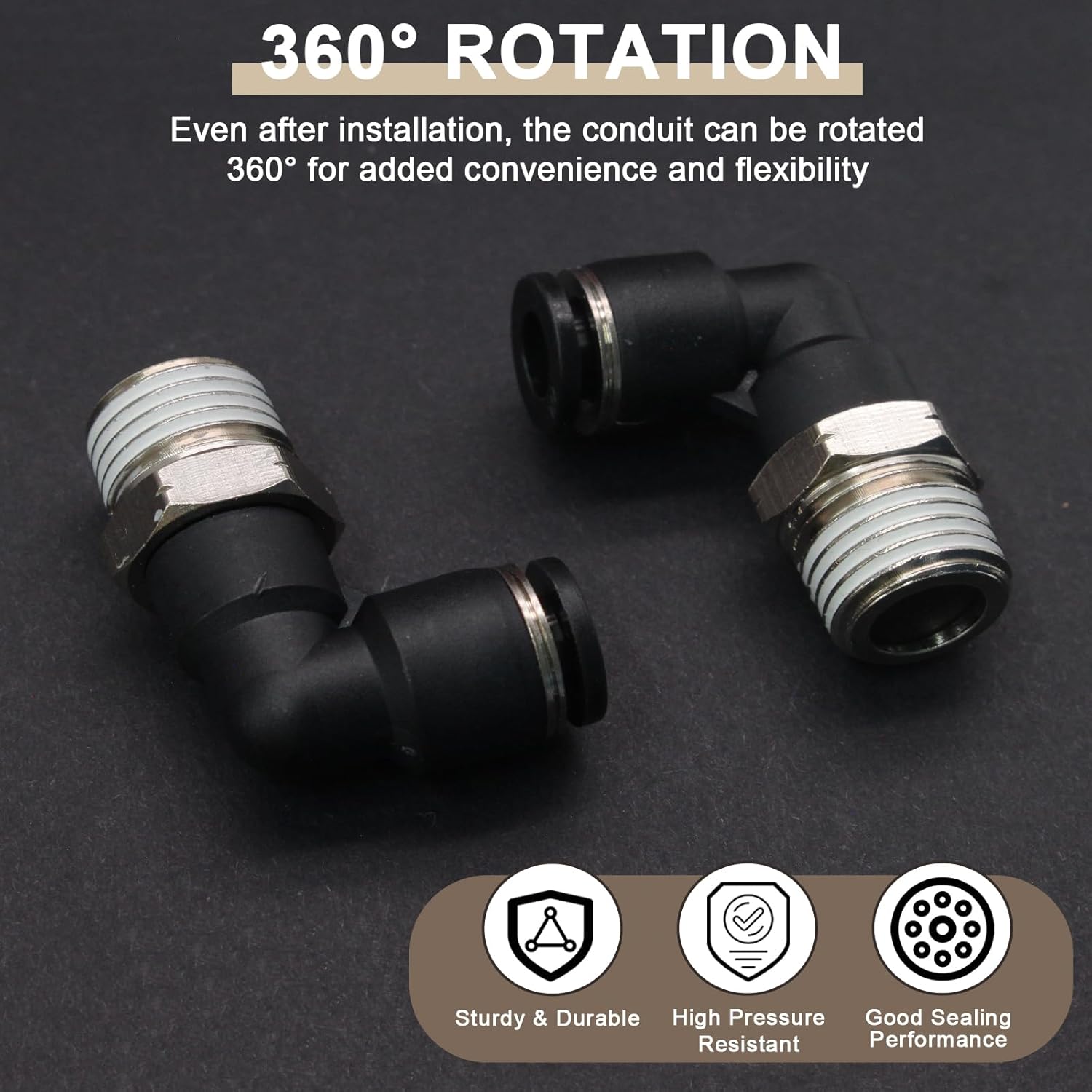 10 Pcs Push to Connect Fittings Male Elbow 1/4 Inch Tube OD x 1/8 Inch NPT Thread Quick Connect Air Line Fittings 90 Degree Pneumatic Tube Fittings